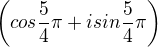 $\(cos\frac{5}{4}\pi+isin \frac{5}{4}\pi \)$