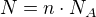 $N=n\cdot N_A$