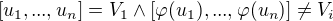 $ [u_{1},...,u_{n}]=V_{1} \wedge [\varphi (u_{1}),...,\varphi (u_{n})]\not =V_{i}$