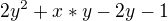 $2y^2 +x*y - 2y - 1 $