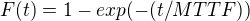 $F(t)=1-exp(-(t/MTTF))$