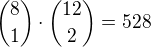 ${ 8\choose 1 } \cdot { 12 \choose 2 } = 528$