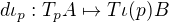 $d\iota_p:T_pA\mapsto T\iota(p)B$