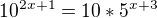 $10^{2x+1}=10*5^{x+3}$