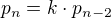 $p_{n}=k\cdot p_{n-2}$