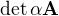 $\det\alpha\mathbf A$