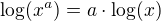 $\log(x^{a})=a\cdot \log(x)$
