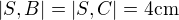 $|S,B|=|S,C|=4 \text{cm}$