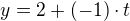 $y=2+(-1)\cdot t$