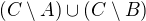 $(C\setminus A)\cup (C\setminus B)$
