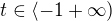 $t\in\langle-1+\infty)$