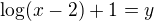 $\log(x-2)+1=y$