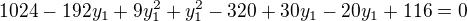 $1024-192y_{1}+9y_{1}^{2}+y_{1}^{2}-320+30y_{1}-20y_{1}+116=0$