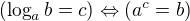 $(\log_{a}b=c) \Leftrightarrow (a^{c}=b) $