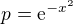 $p = \mathrm{e}^{-x^2}$