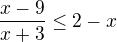 $\frac{x-9}{x+3} \le 2-x$