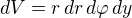 $dV=r\,dr\,d\varphi\,dy$