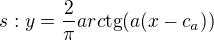 $s:y=\frac{2}{\pi }arc\text{tg}(a(x-c_{a}))$