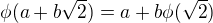$\phi (a+b\sqrt{2}) = a+b\phi (\sqrt{2})$