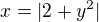 $x=|2+y^{2}|$