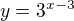 $y=3^{x-3}$