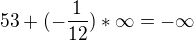 $53+(-\frac{1}{12})*\infty = -\infty$