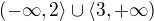 $(-\infty,2\rangle \cup \langle 3, +\infty)$