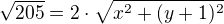 $\sqrt{205}=2\cdot \sqrt{x^{2}+(y+1)^{2}}$