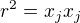 $r^2=x_j x_j$