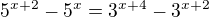 $5^{x+2}-5^x=3^{x+4}-3^{x+2}$