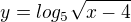 kopírovat do textarea $y=log_{5}\sqrt{x-4}$