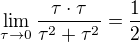 kopírovat do textarea $\lim_{\tau\to0}\frac{\tau\cdot\tau}{\tau^2+\tau^2}=\frac{1}{2}$