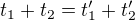 $t_1+t_2=t'_1+t'_2$