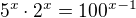$5^{x}\cdot 2^{x}=100^{x-1}$