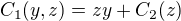 $C_{1}(y,z)=zy+C_2(z)$