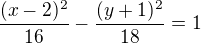 $\frac{(x-2)^2}{16}-\frac{(y+1)^2}{18}=1$