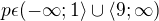 $p \epsilon (-\infty;1\rangle \cup \langle9;\infty)$