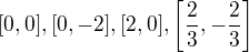 $[0,0],[0,-2], [2,0], \left[\frac{2}{3},-\frac{2}{3}\right]$