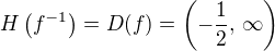 $H\(f^{-1}\)=D(f)=\(-\frac{1}{2},\,\infty\)$