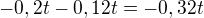 $-0,2t -0,12t = -0,32t$