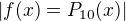 $|f(x)=P_{10}(x)|$