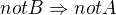 $not B\Rightarrow not A$