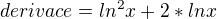 $derivace=ln^2x +2*lnx$