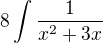 kopírovat do textarea $8 \int \frac{1}{x^2 + 3x}$