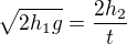 $\sqrt{2h_1g}=\frac{2h_2}{t}$