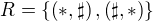 $R=\{\(*, \sharp\),\(\sharp,*\)\} $