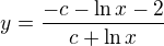 $y=\frac{-c-\ln x-2}{c+\ln x}$