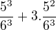 $\frac{5^{3}}{6^{3}}+3.\frac{5^{2}}{6^{3}}$