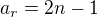 $a_r=2n-1$