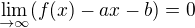 $\lim_{\to\infty }(f(x)-ax-b)=0$